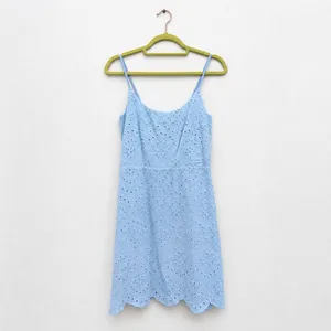 Lulus Light Blue Modern Romantic Eyelet Embroidered Cotton Mini Dress Sz S thumbnail 2