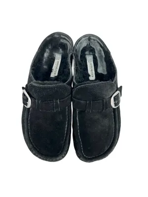 Birkenstock Buckley Shearling Clogs Black Suede Lined Slip-On Shoes Size 38 US 7 thumbnail 2