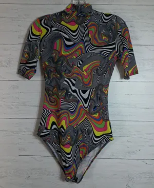 Jaded London RETRO 1990’S PSYCHEDLIC SWIRLY VIBE PATTERN BODYSUIT SMALL thumbnail 1