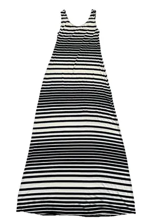 Merona Women's Striped Maxi Dress S Black Cream Stretch Resortwear Summer Casual thumbnail 1