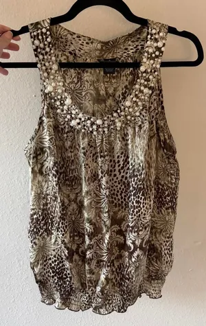 Source Unknown Brown & Beige Oversized Slouchy Leopard Print Tank Top thumbnail 1