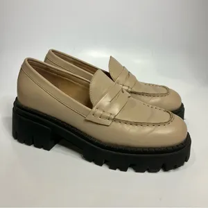 Free people Lyra lug sole loafers tan Leather black womens size 36.5 trendy Y2K‎ thumbnail 2