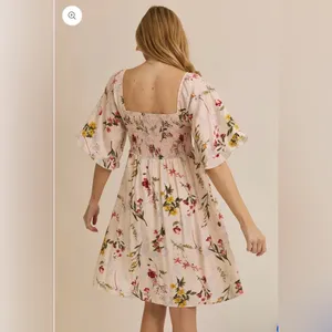 GILLI Floral Smocked Square Neck Romantic Cottagecore Elegance Mini Dress thumbnail 2