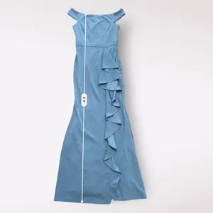 Lulus Mila Slate Blue‎ Ruffled Off-The-Shoulder Maxi Dress Size Small thumbnail 4