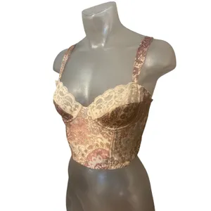 Vintage Y2K VICTORIAS SECRET Silk Bustier Cami Crop Top Lace Small S Heart Label thumbnail 5