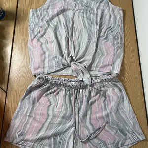 Womens 2Pc KIKIT light Pink Lavender Tank and Shorts Pajama Set Size Large thumbnail 1