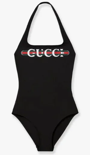 GUCCI logo printed halter neck swimsuit bodysuit thumbnail 1