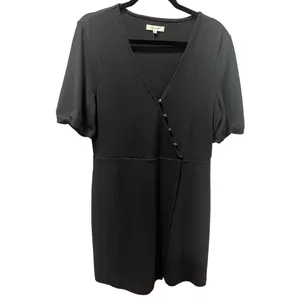 Madewell Black Cross Front Button Mini Dress 90s Minimalist thumbnail 4