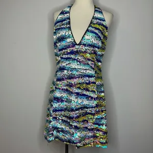Nasty Gal- Premium Marble Sequin Asymmetric Mini Dress thumbnail 4
