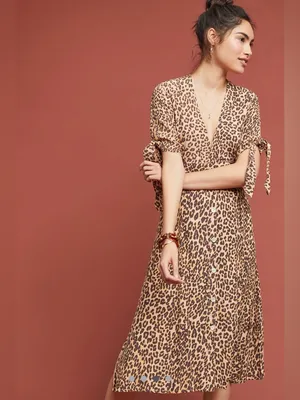 Faithfull Anthropologie Leopard Midi Dress thumbnail 4