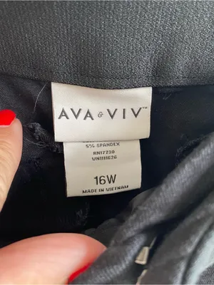 Ava & Viv black stretch crop ankle length slacks pants work going out winter 16W thumbnail 7