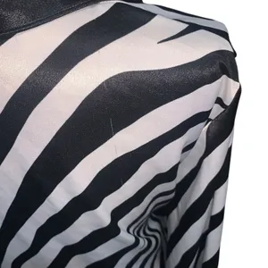 Vintage Victoria’s Secret Gold Label Black & White Zebra Print Satin Long Robe thumbnail 5