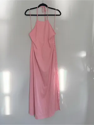 Zara Pink Halter Maxi Dress with Side Slit thumbnail 3