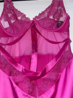 Victoria's Secret Fuchsia Sheer Lace & Satin Chemise Nightdress thumbnail 3