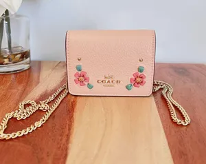 Coach Mini Wallet On A Chain With Floral Whipstitch thumbnail 1