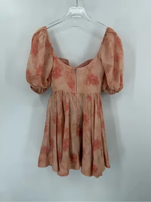Bardot Mini Dress Size US 4 Peach Pink Kiah Balloon Sleeves Corset Sweetheart thumbnail 2
