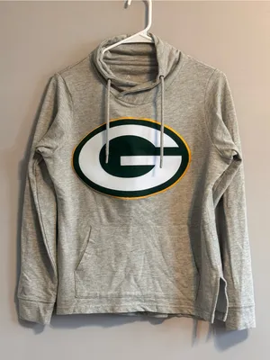 Antigua Green Bay Packers Women’s M Gray Cowl Neck Hoodie Sweatshirt NFL thumbnail 1