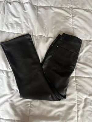 ZARA Pants Leather Black Straight  thumbnail 3