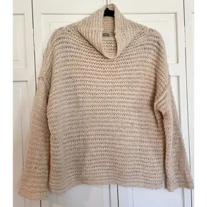 Aerie beige open knit wool blend cowl neck sweater size xs thumbnail 10