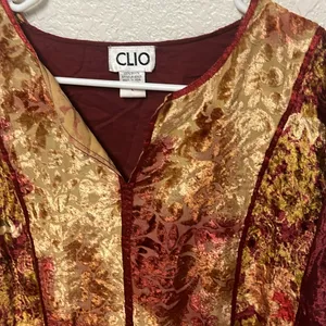 VINTAGE CLIO Crush Velvet Fall Hues Blouse Size Large thumbnail 9