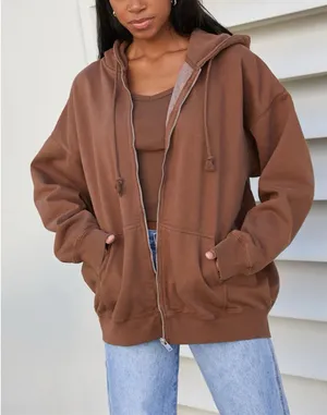 John Galt Brandy Melville Christy Zip-Up Oversized Hoodie thumbnail 1