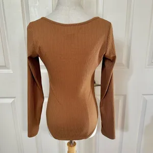 Princess Polly brown button long sleeved bodysuit thumbnail 3