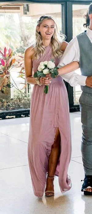 Mauve Maxi Slit Dress Pink Size 0 thumbnail 4