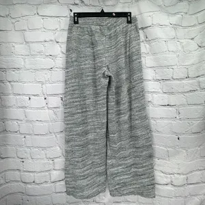 Pink Wide Leg Sweat Pants Women's S Gray Fleece Pockets Athleisure Stretch thumbnail 3