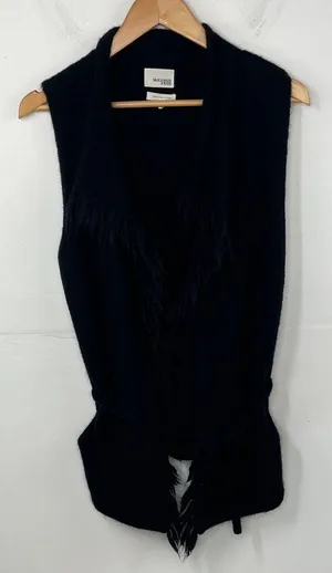 Wilfred Free Black Alpaca Wool Blend Sweater Vest with Fringe size Small thumbnail 1