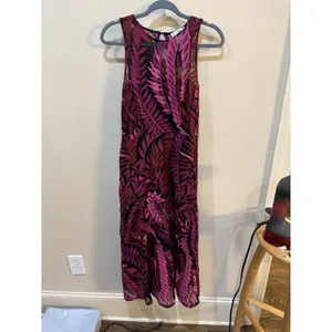 Sam Edelman Laurel Leaf Embroidered Mesh Midi Dress Size 4 Pink Magenta thumbnail 6