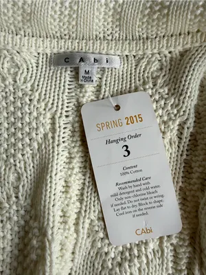 Cabi Ivory Open Waterfall Circle Cotton Cardigan Sweater Size Medium thumbnail 6