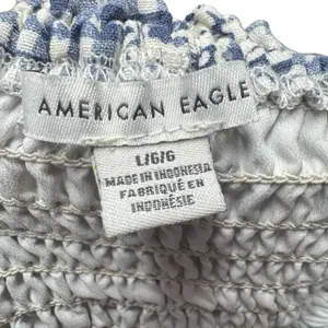 American Eagle Gingham Sundress Adjustable Straps Blue White Floral Large thumbnail 7