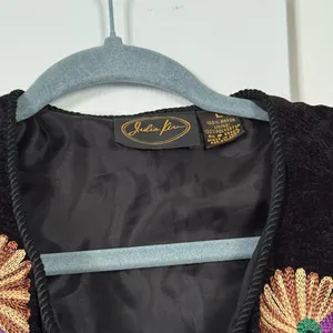 Julia Kim Floral Fully Embroidered Beautiful Blazer Jacket Vintage 90s thumbnail 8