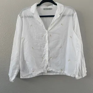Victorian Classics 100% Cotton Bee Embroidered Shirt Medium Lightweight Summer thumbnail 1