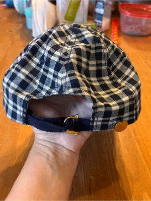 Draper James womens plaid adjustable baseball cap navy/white thumbnail 3