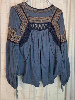 Free People Snow Kisses Embroidered Long Sleeve Blouse thumbnail 4