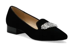 Adrienne Vittadini Palo Velvet Loafer Women 10 Black Crystal Formal Holiday Glam thumbnail 1