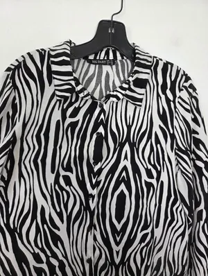 Big Dart Zebra Print Button Up Shirt Blouse Top Viscose Lightweight Comfy Large thumbnail 4