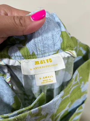 Maeve by Anthropologie London Green Blue Floral Wide Leg Pants size XS EUC thumbnail 8