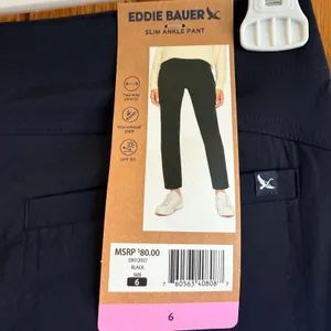 NEW Eddie Bauer Slim Ankle Pant Size 6 Black UPF 50 Stretch DWR Gorpcore thumbnail 4