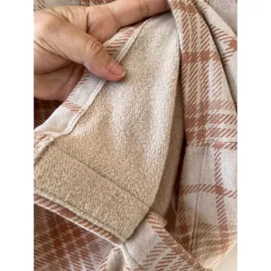 XL Victorias Secret PINK Womens Beige Plaid Flannel Shirt or Shacket Pocket thumbnail 7