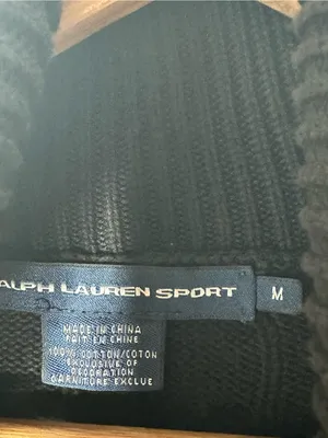 Ralph Lauren Sport Black Cable Knit Turtleneck Sweater Size Medium thumbnail 7