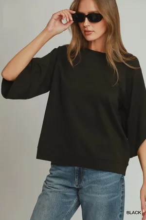 Umgee Round Hem Raglan Sleeve Top - Large thumbnail 1