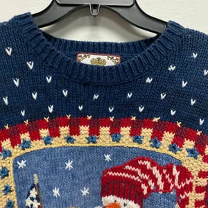Tiara International Knit Ugly Christmas Sweater Snowman American Flag Medium thumbnail 6