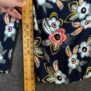 LOFT Floral Wide Leg Crop Pants Navy Blue Pink Yellow Rayon Size 10 NWT thumbnail 7