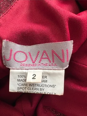 Jovani Size 2 Elegant Burgundy Glitter Slip Dress with High Thigh Slit thumbnail 3
