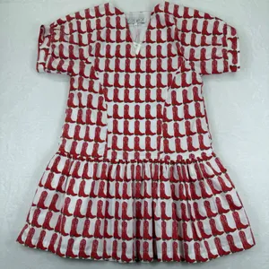 Brooke Wright‎ Lucy Dress Medium White Red Cowboy Boot Cotton Poplin NWT READ thumbnail 1