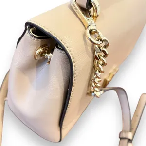Michael Kors | Mott Beige Leather Top Handle Satchel Crossbody Gold Hardware thumbnail 6