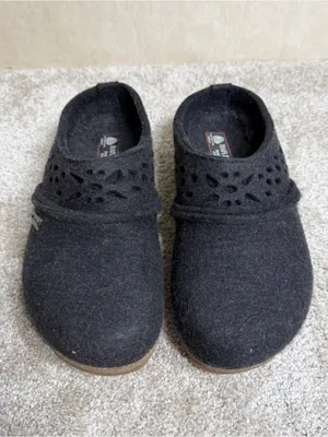 Haflinger Women’s Lacey Clog Shoes Slip On Wool in Charcoal Black 42/US 11 thumbnail 2