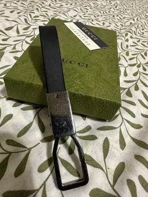 Gucci Dark Grey Rubber Key Fob with Silver Hardware thumbnail 5